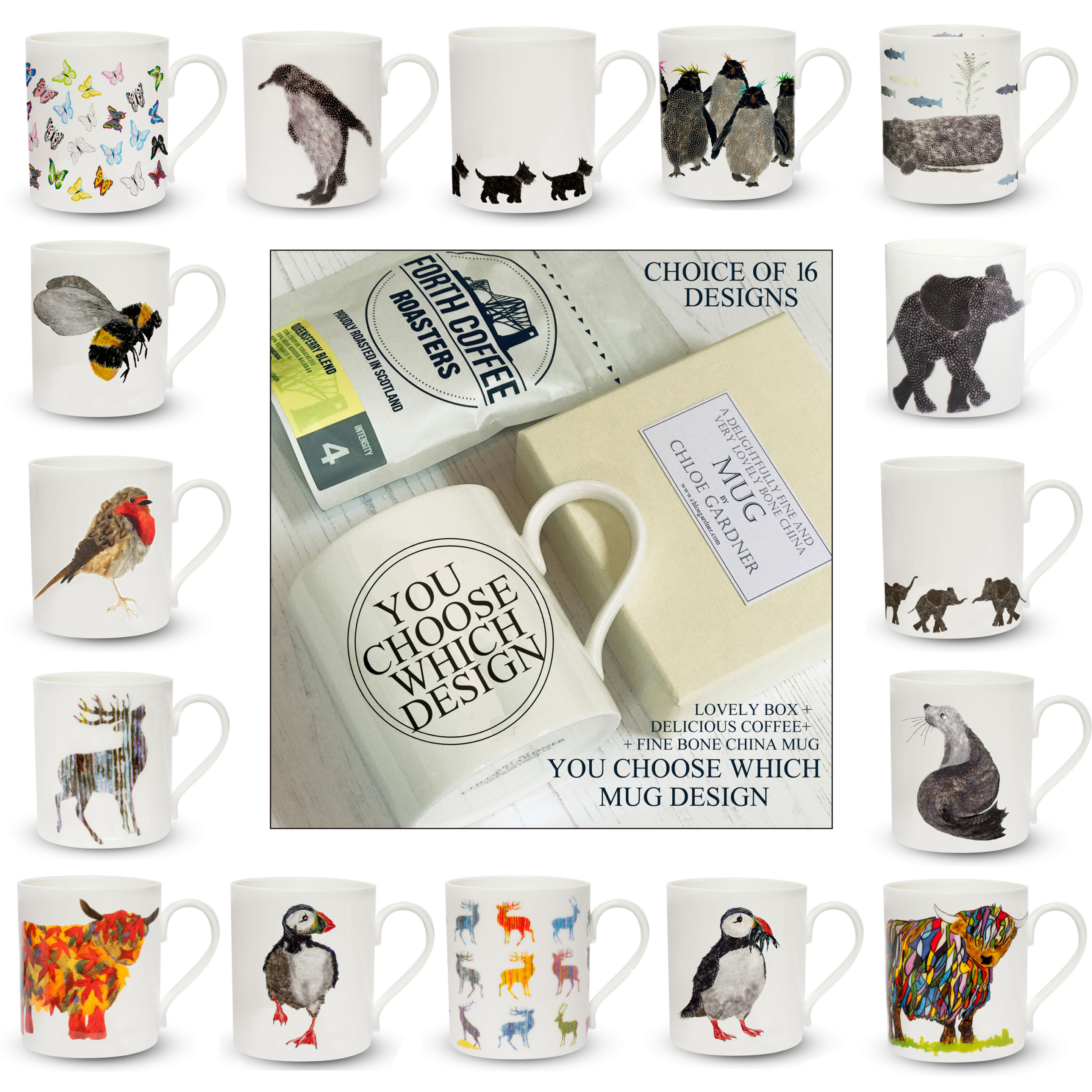 Coffee Gift Set - Single Medium sized 'Popular' Mug OF YOUR CHOICE with coffee in a lovely lined gift box