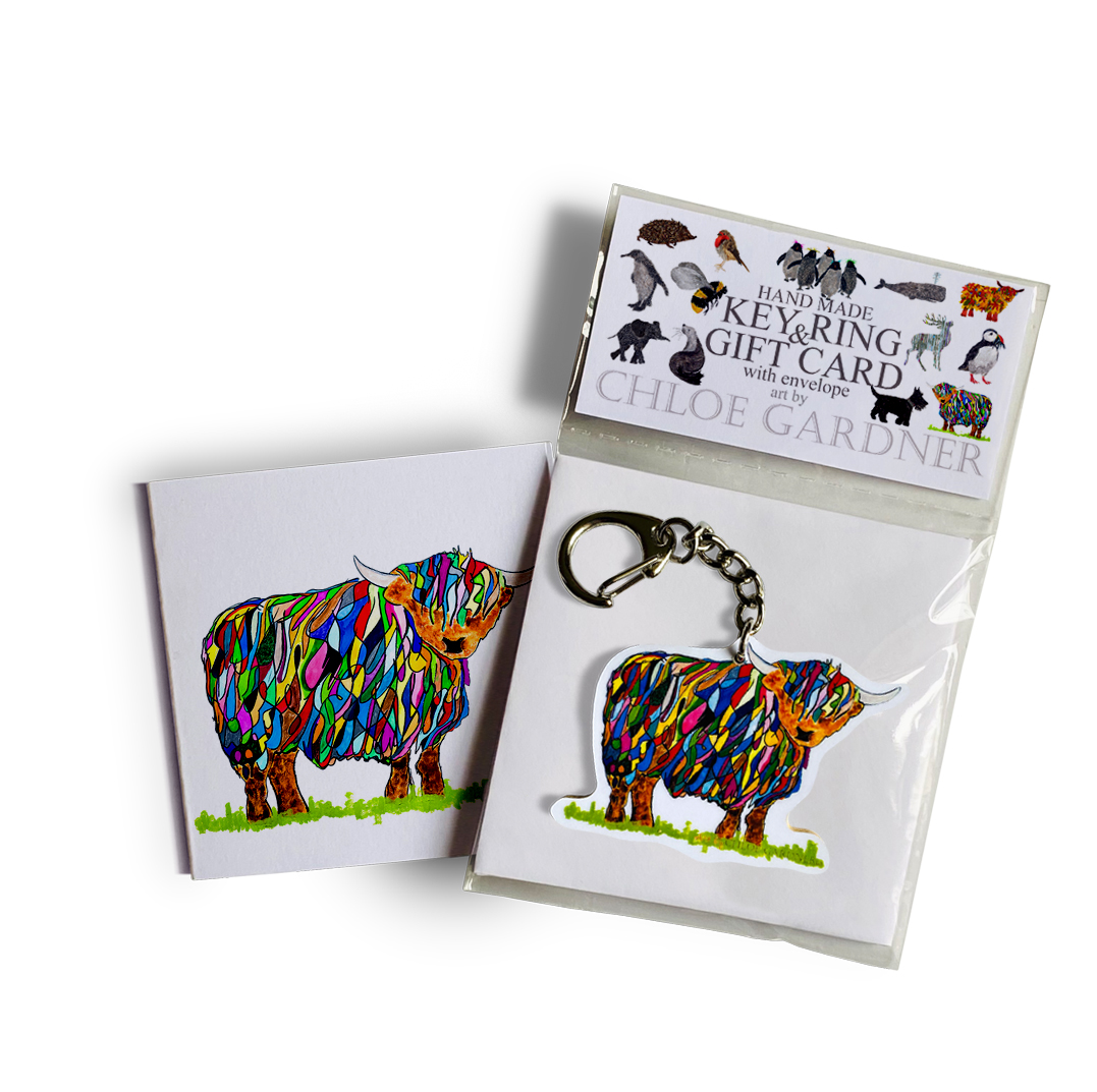 Key Ring BRIGHT HIGHLAND COW
