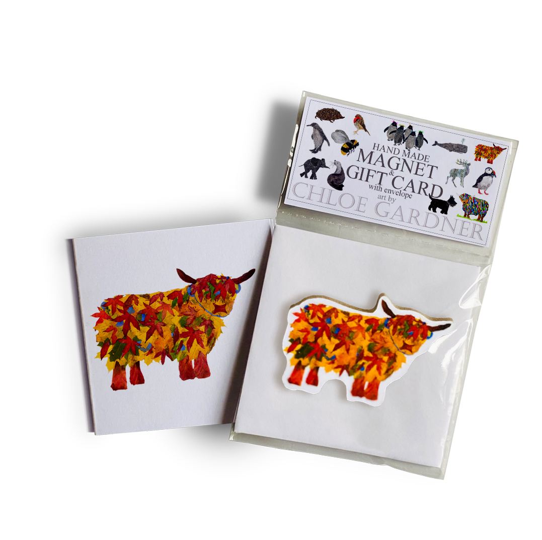 Magnet LEAF HIGHLAND COW