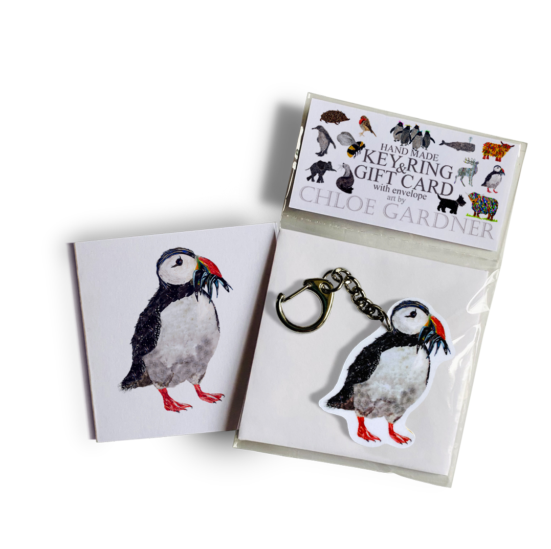 Key Ring PUFFIN WITH FISH