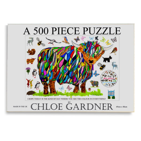 Jigsaw- 500 Piece colourful highland cow puzzle