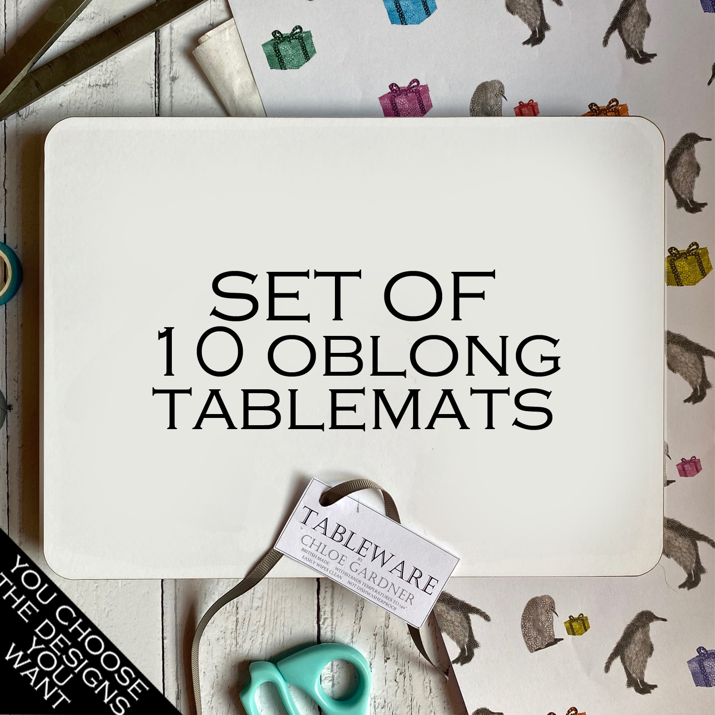 OBLONG TABLEMATS - Set of 10 - Your choice of designs