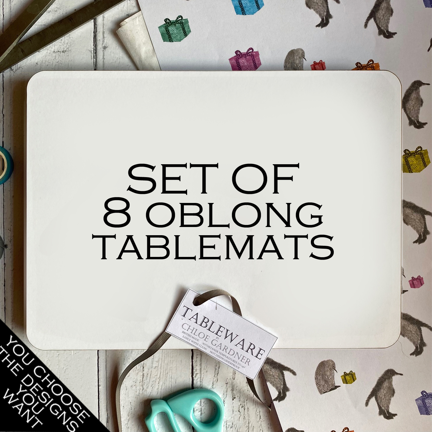 OBLONG TABLEMATS - Set of 8 - Your choice of designs
