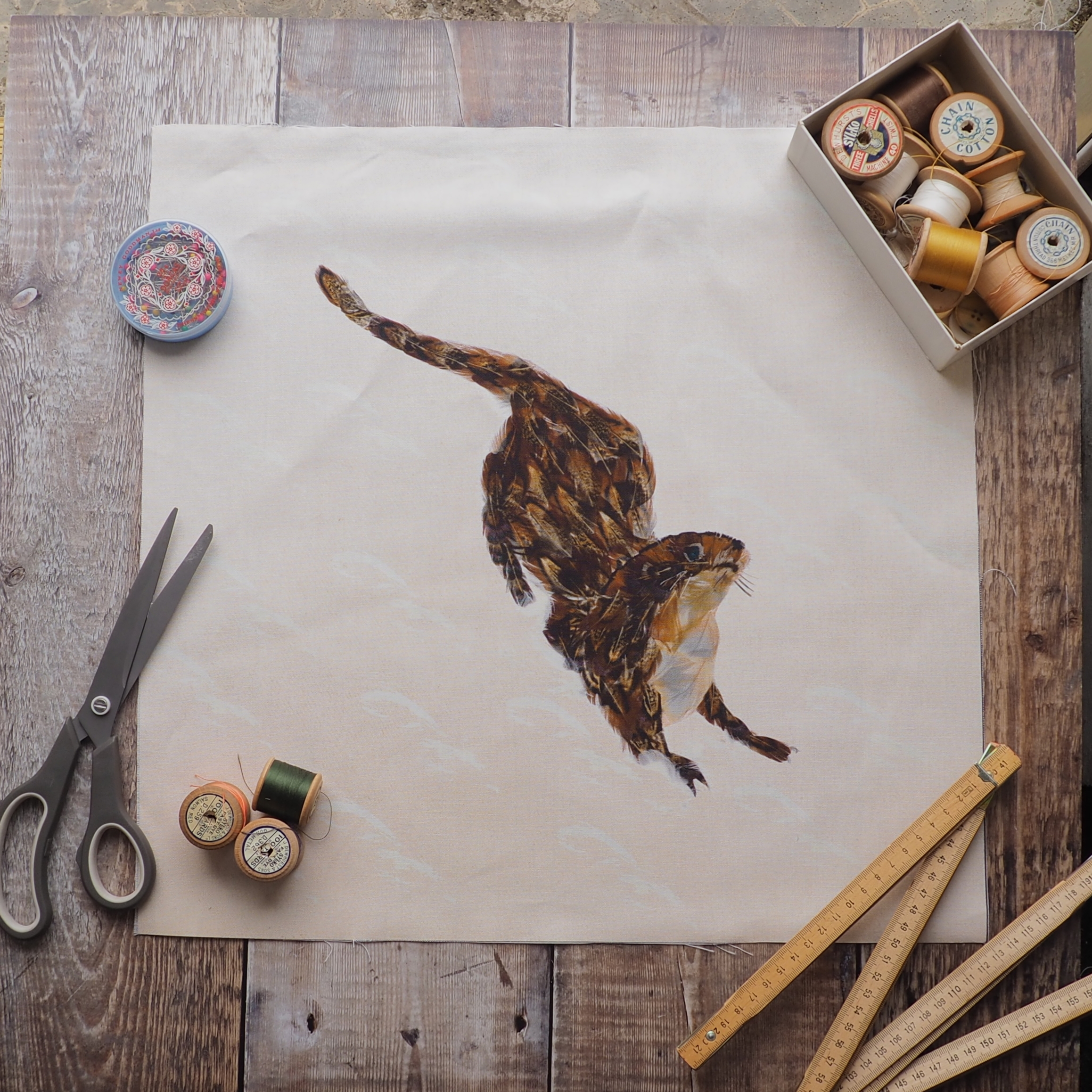 LINEN CUSHION /BAG PANEL- sew your own - OTTER (SP23)