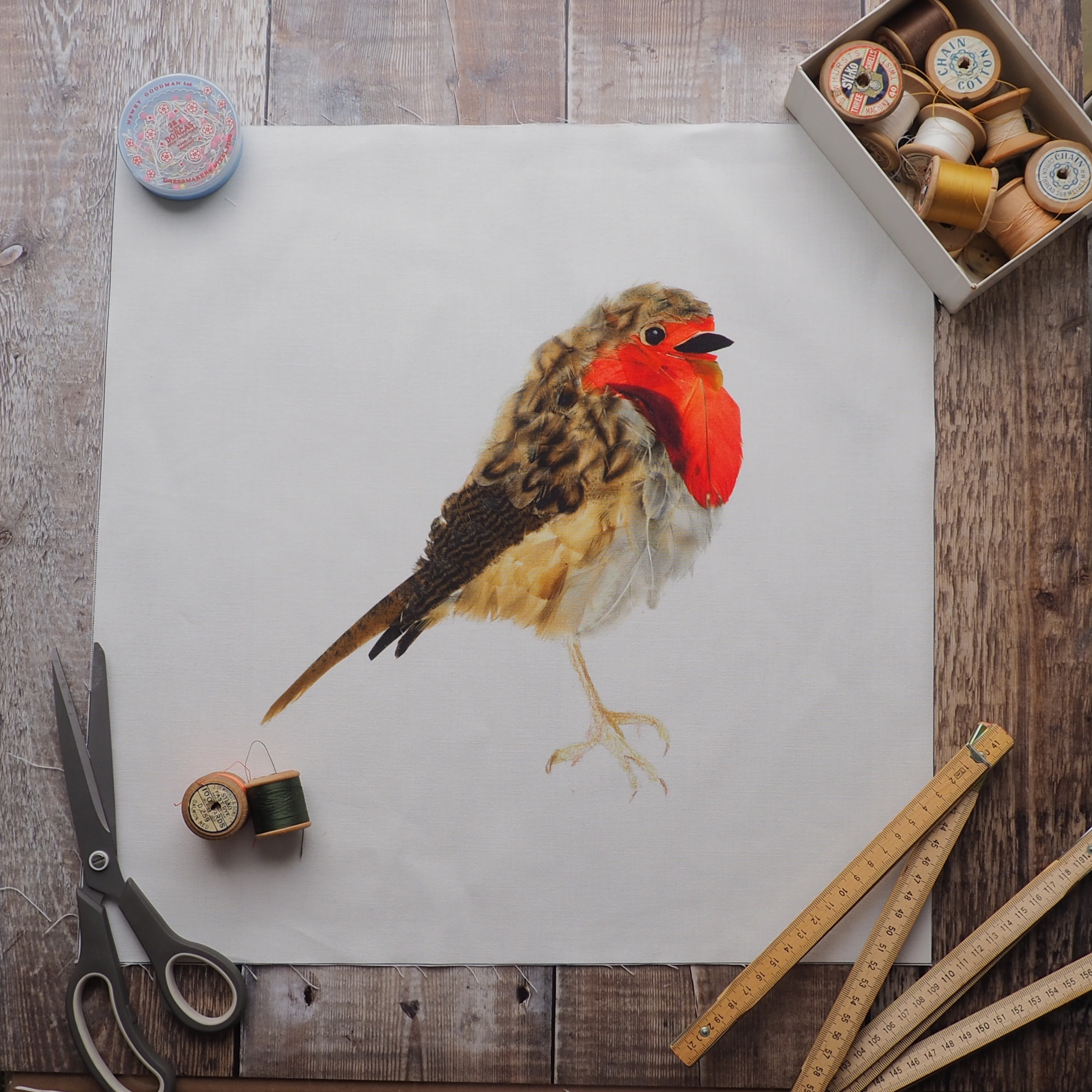 LINEN CUSHION /BAG PANEL- sew your own - ROBIN (SP23)