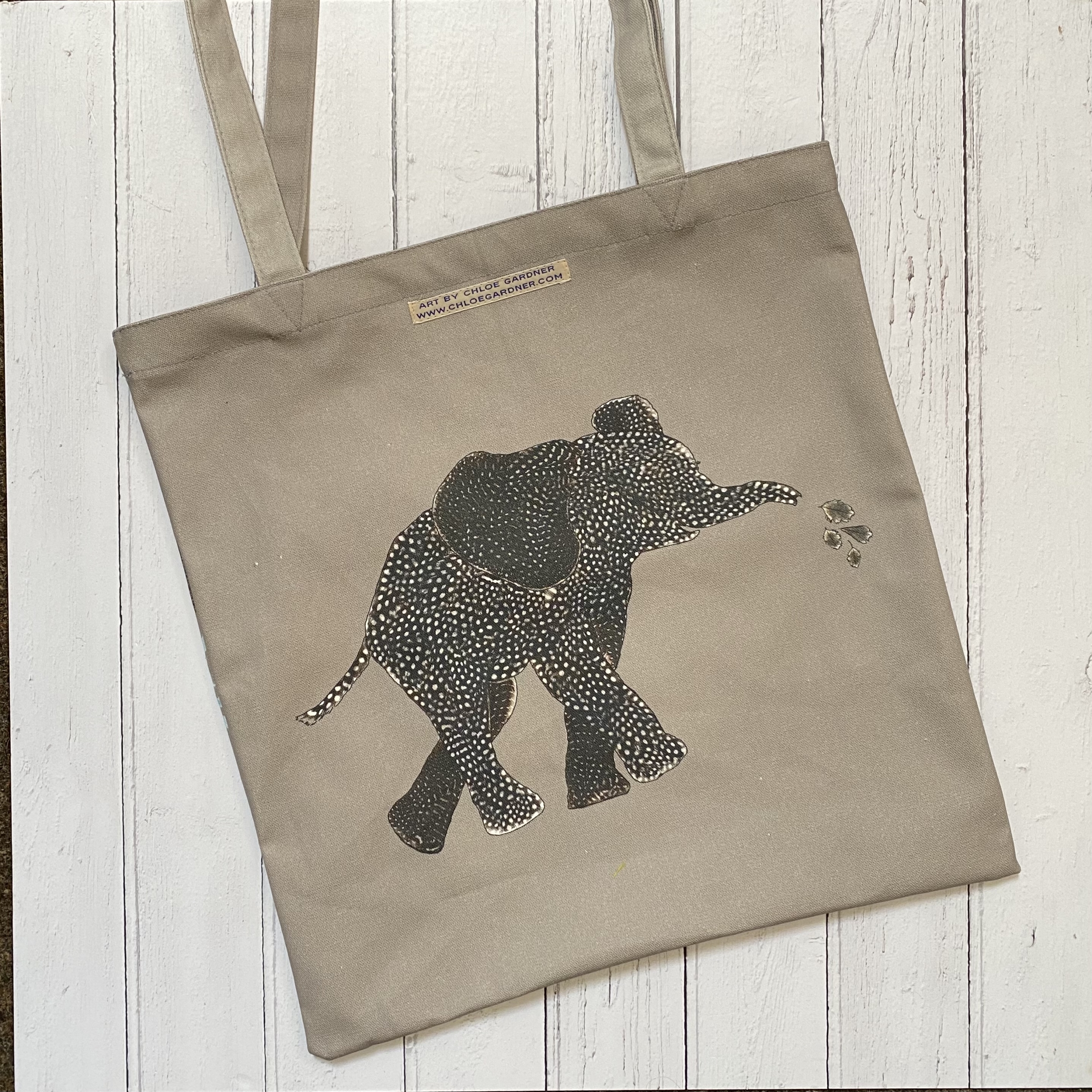 SHOPPER BAG ELEPHANT ON GREY