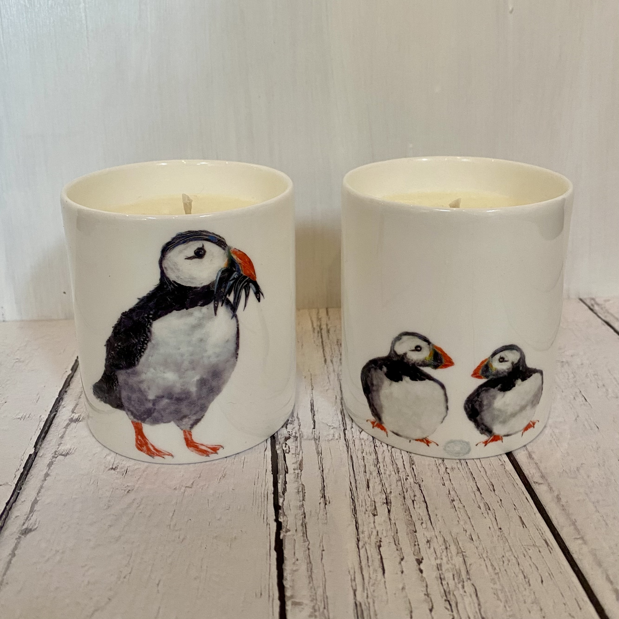 Puffin with fish Hand-poured Ceramic pot Candle Puffin with fish Hand-poured Ceramic pot Candle