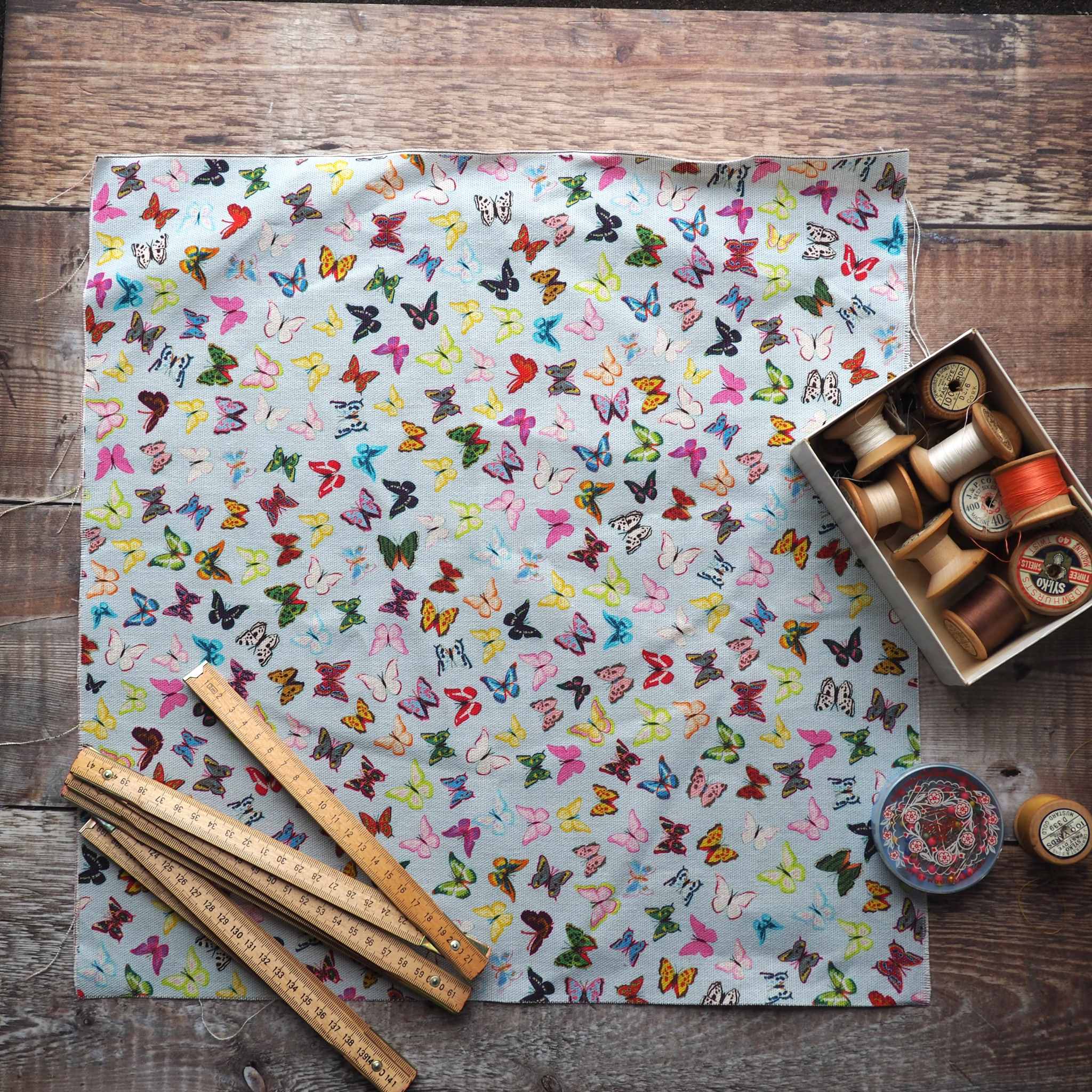 LINEN CUSHION /BAG PANEL- sew your own - BUTTERFLIES (SP23)