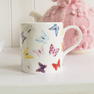Butterflies Fine China Mug with Pink Teapot