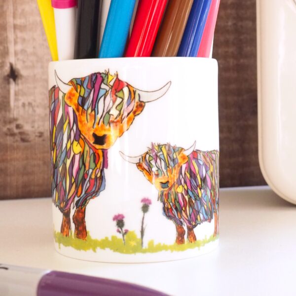 Bright Cow and Baby Ceramic Pot
