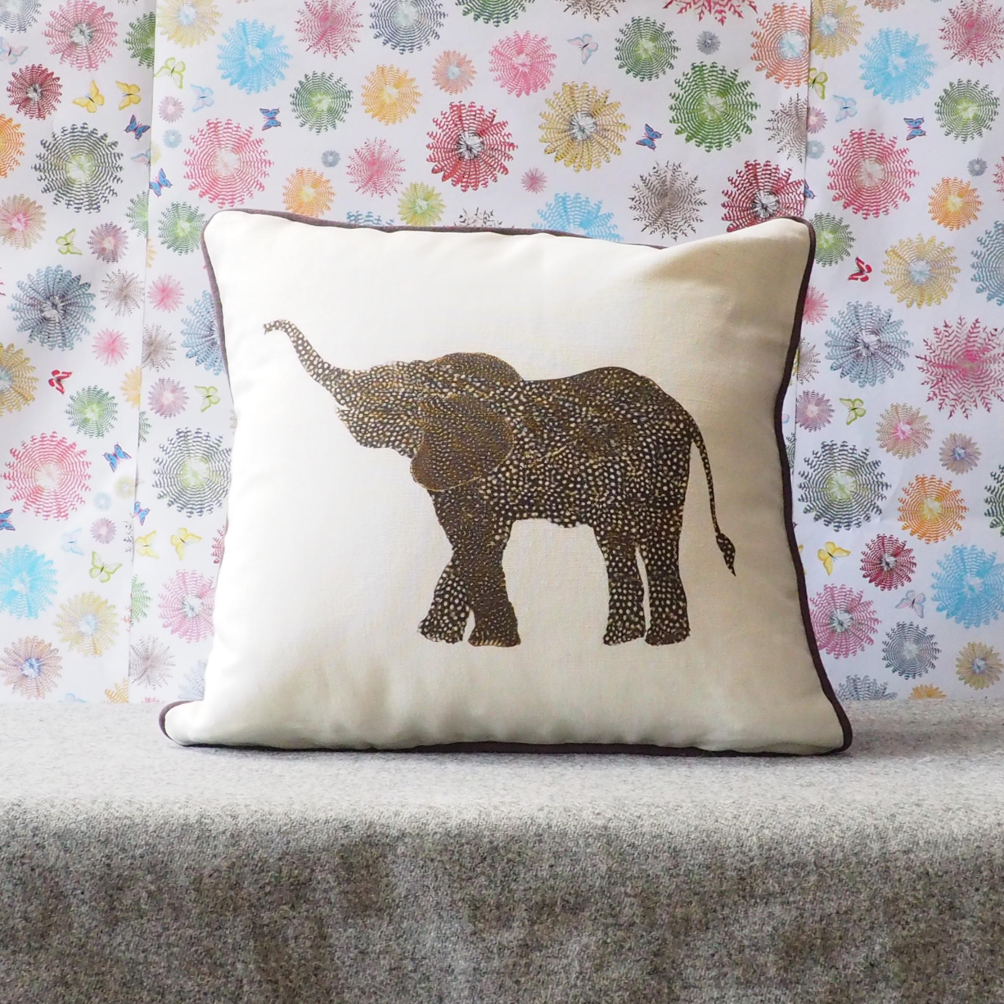 SQUARE CUSHION - Elephant with Long Trunk  (Avail R10:F0 04/25)