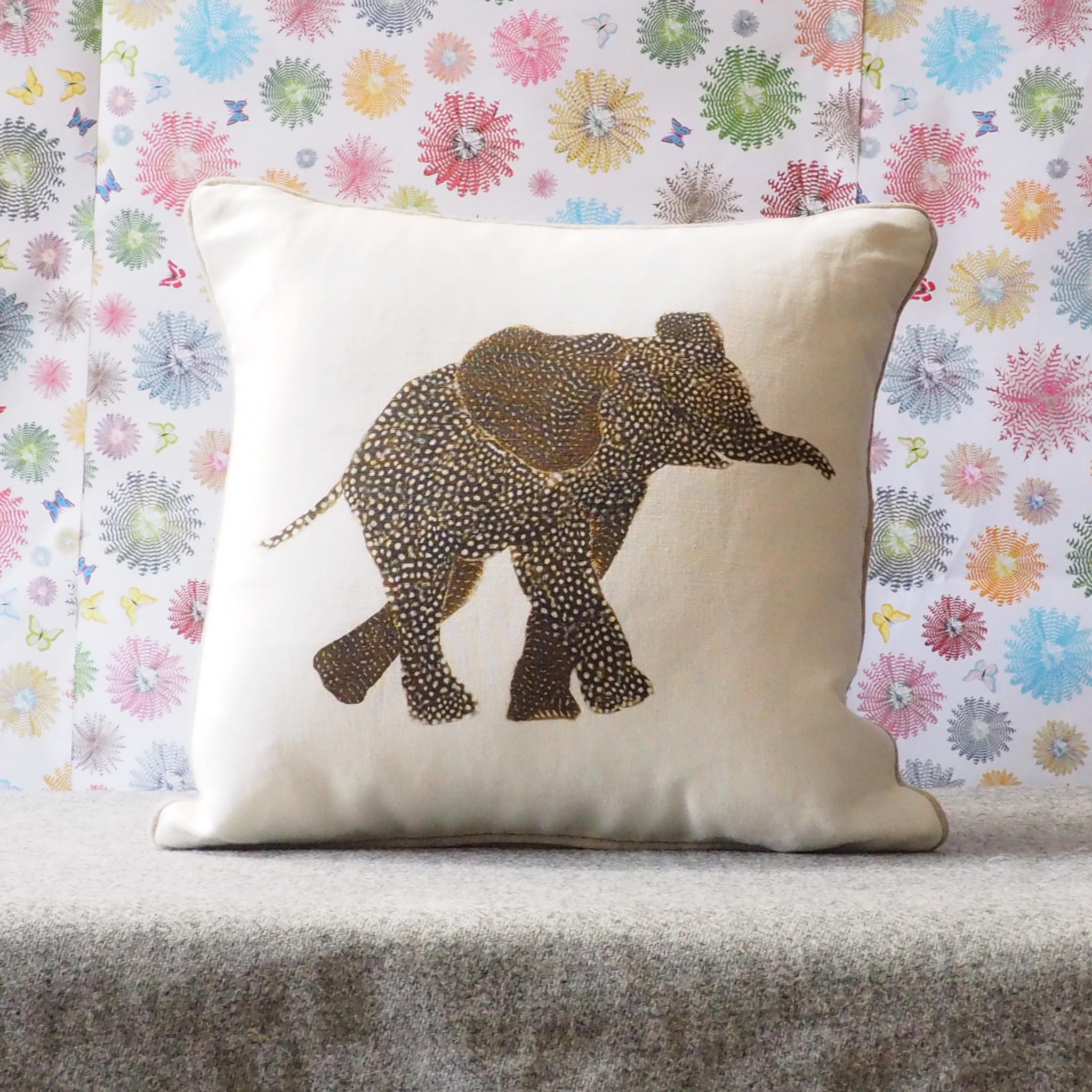 SQUARE CUSHION - Elephant (facing right) (Avail R1F30 04/25)