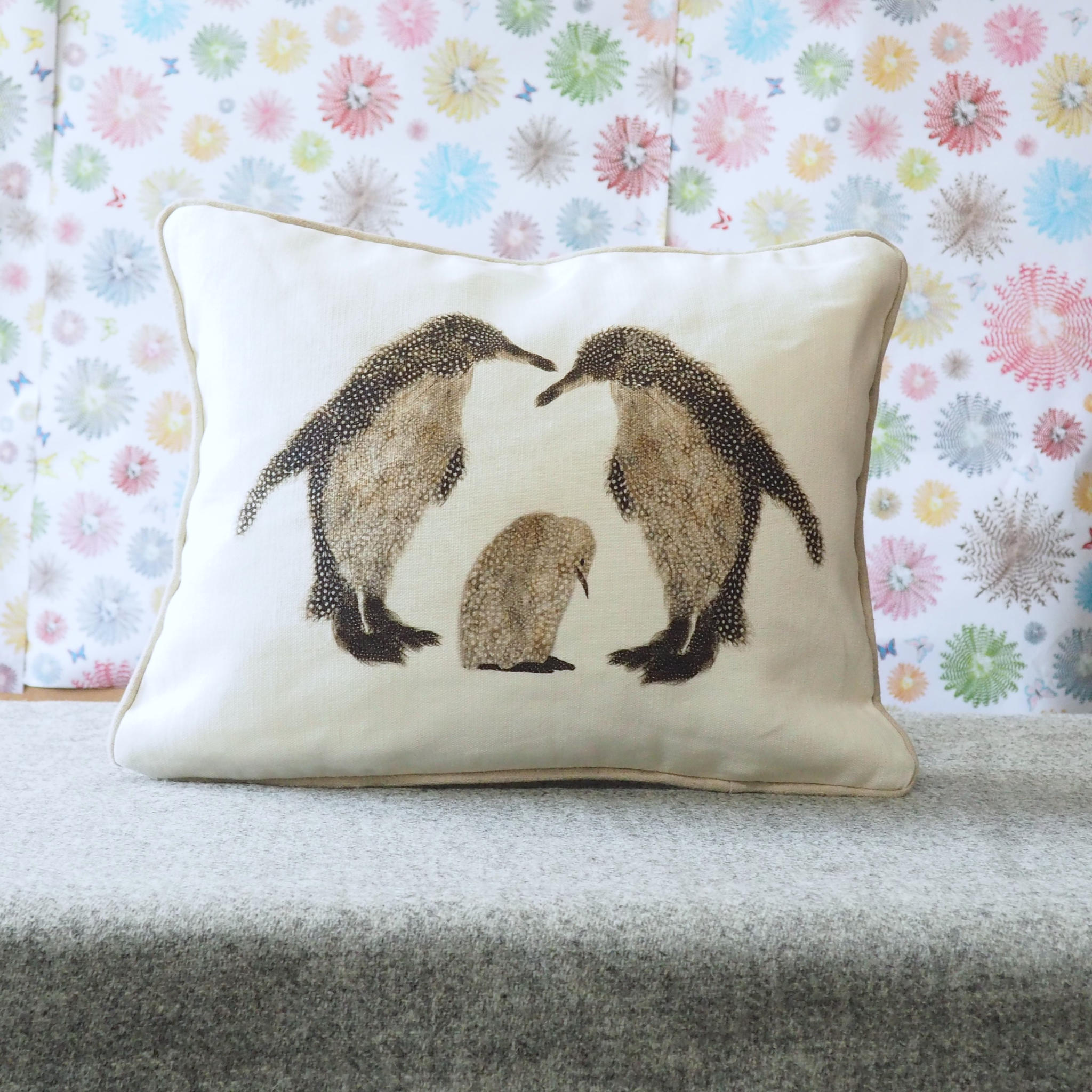 Penguin with Baby Penguin Group Cushion