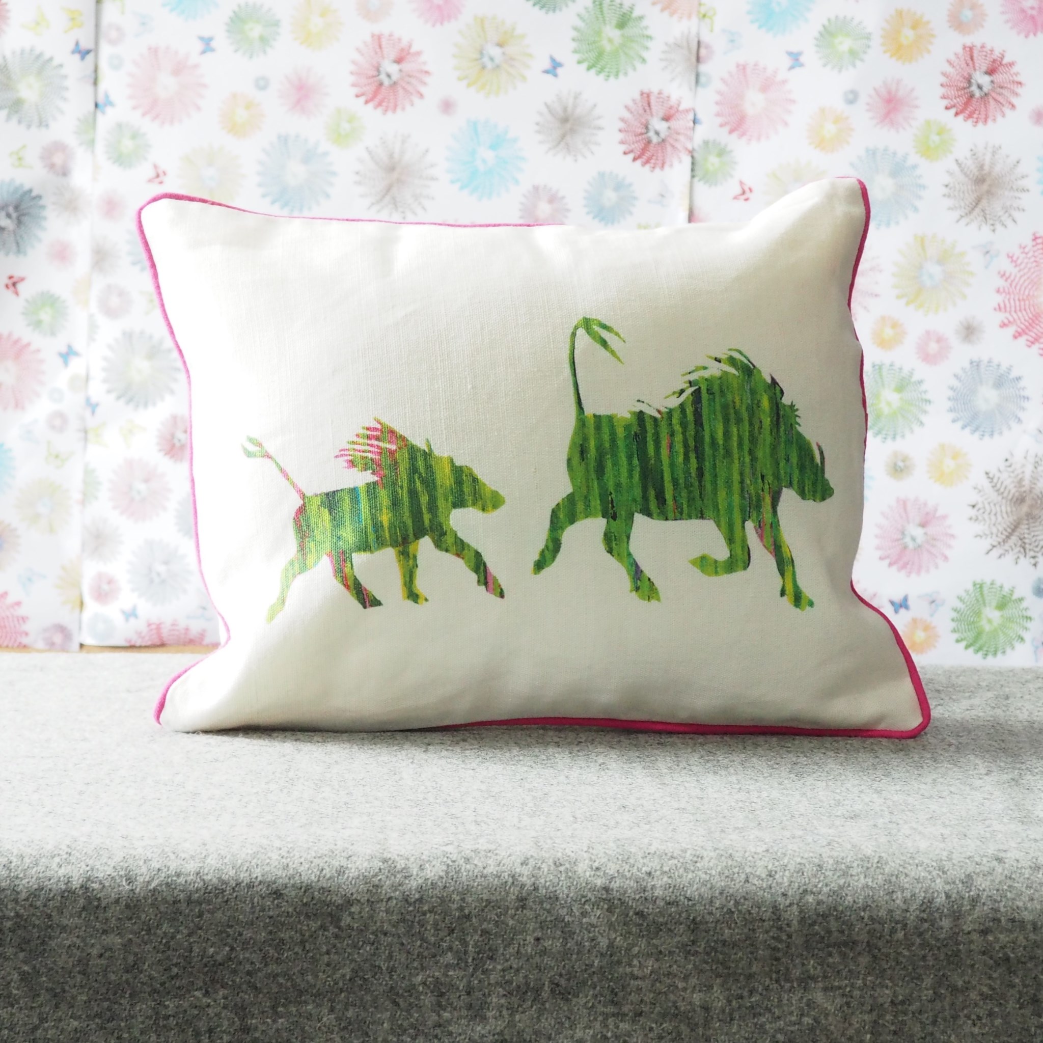 RECTANGULAR CUSHION -Bright Warthogs  (Avail R5F10 04/25)