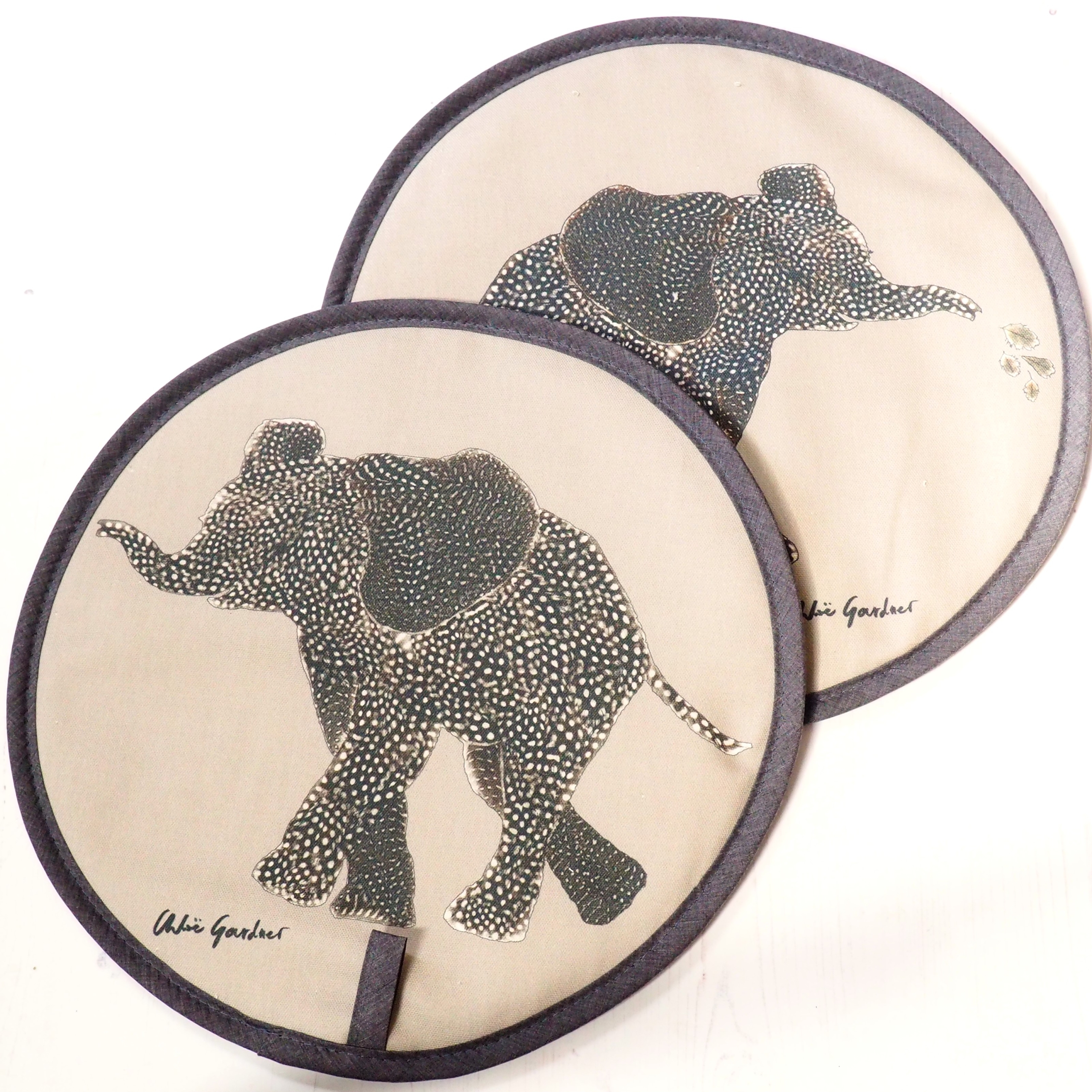 AGA PADS - Set of Two Elephant Aga Covers on Grey
