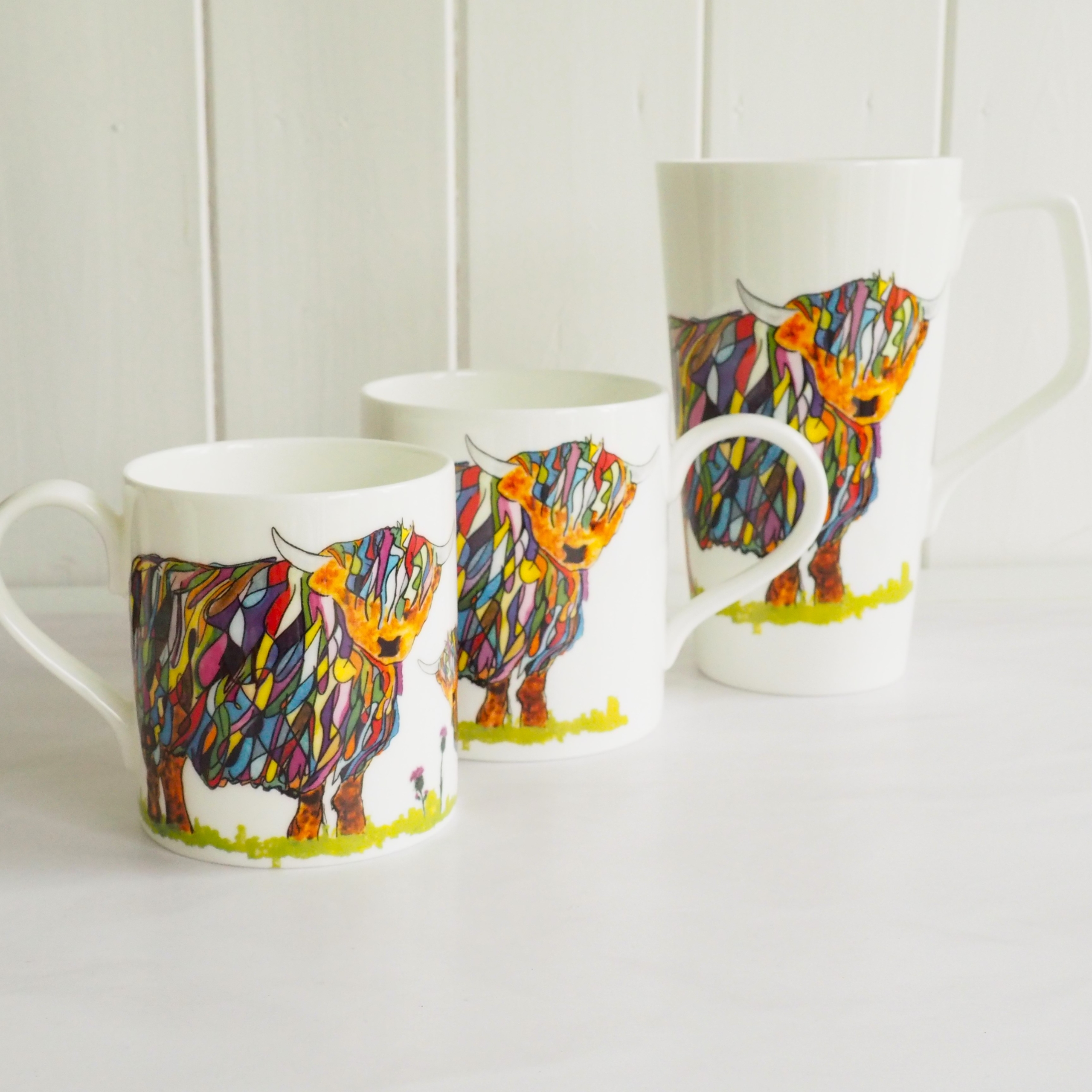 Bright Highland Cow Mugs by Chloe Gardner Bright Highland Cow Mugs by Chloe Gardner