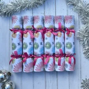 Feather Rounds Christmas Crackers - Pink Ribbons