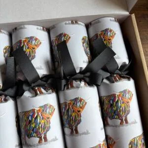 Bright Highland Cow Christmas Crackers