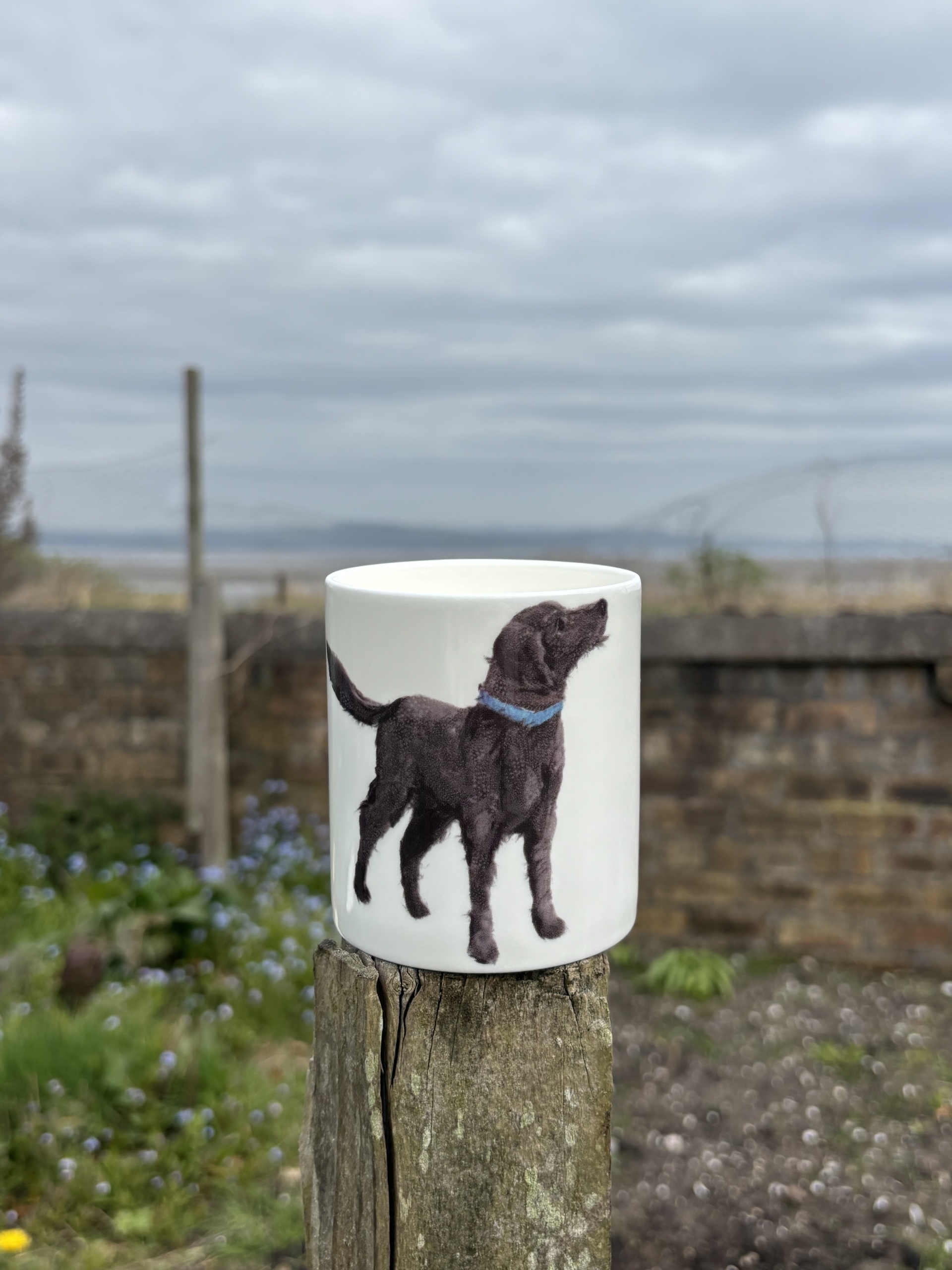 CANDLE - Feather Labradoodle Dog hand poured ceramic pot candle in a gift box